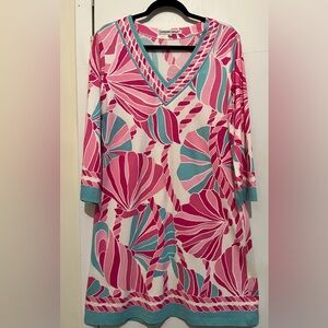 Barbara Gerwit Pink and Blue Patterned Dress XL